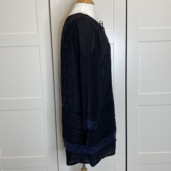 Johnny Was Embroidered Sheer Tunic Top Small - Picture 3 of 5